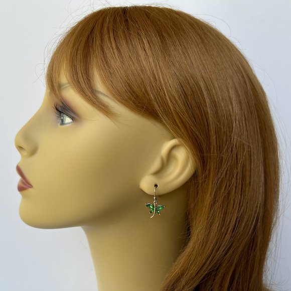 Dragonfly Earrings Green for Women Girls May Birthstone Jewelry Handmade in USA - Picture 3 of 5